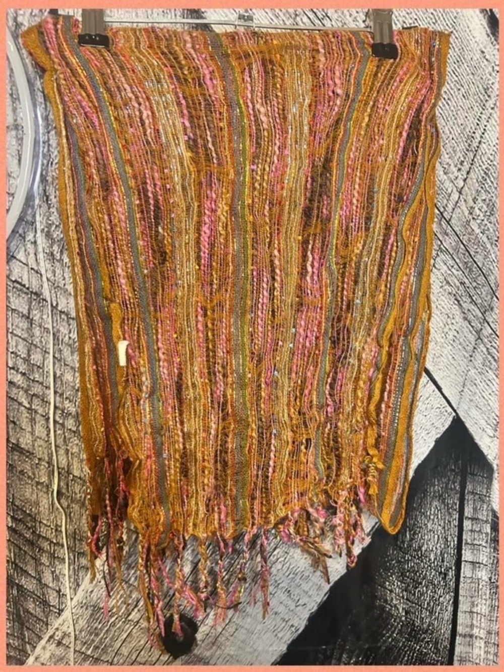 Source Unknown Striped Woven Scarf in Mustard, Pink & Teal